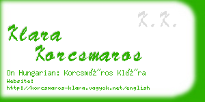 klara korcsmaros business card